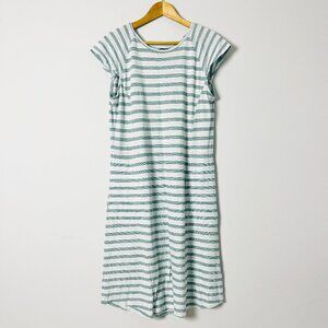 2/$30 Nau Organic Cotton Hemp Striped Green Cap Sleeve T-Shirt Dress M